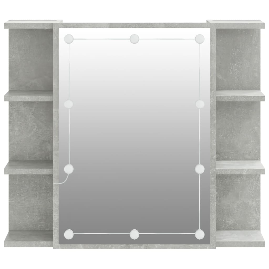 vidaXL betonszürke színű tükrös szekrény LED-ekkel 70 x 16,5 x 60 cm
