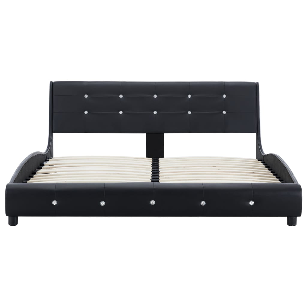 vidaXL fekete műbőr ágy memóriahabos matraccal 140 x 200 cm