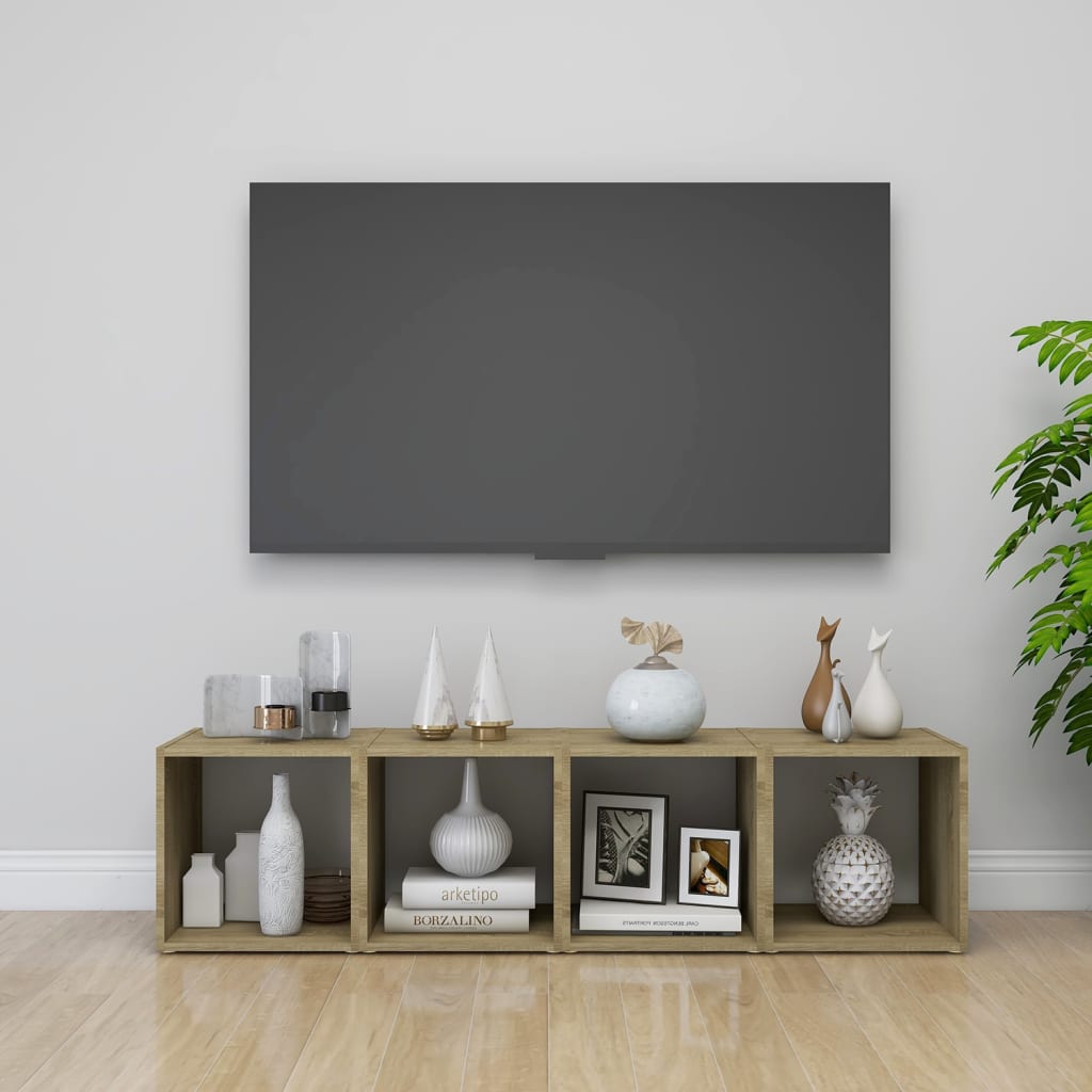 vidaXL fehér és sonoma tölgy színű forgácslap TV-szekrény 120x34x37 cm