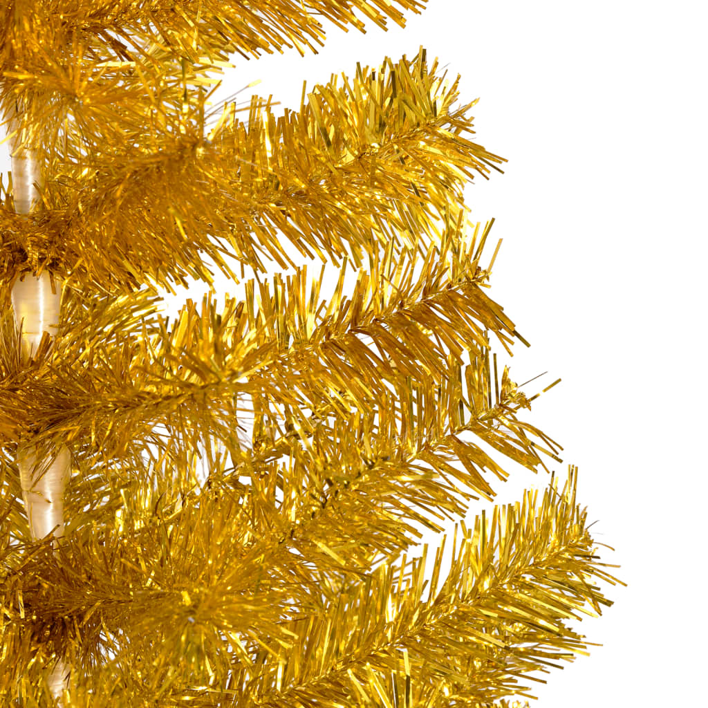 vidaXL aranyszínű PET megvilágított műkarácsonyfa állvánnyal 150 cm