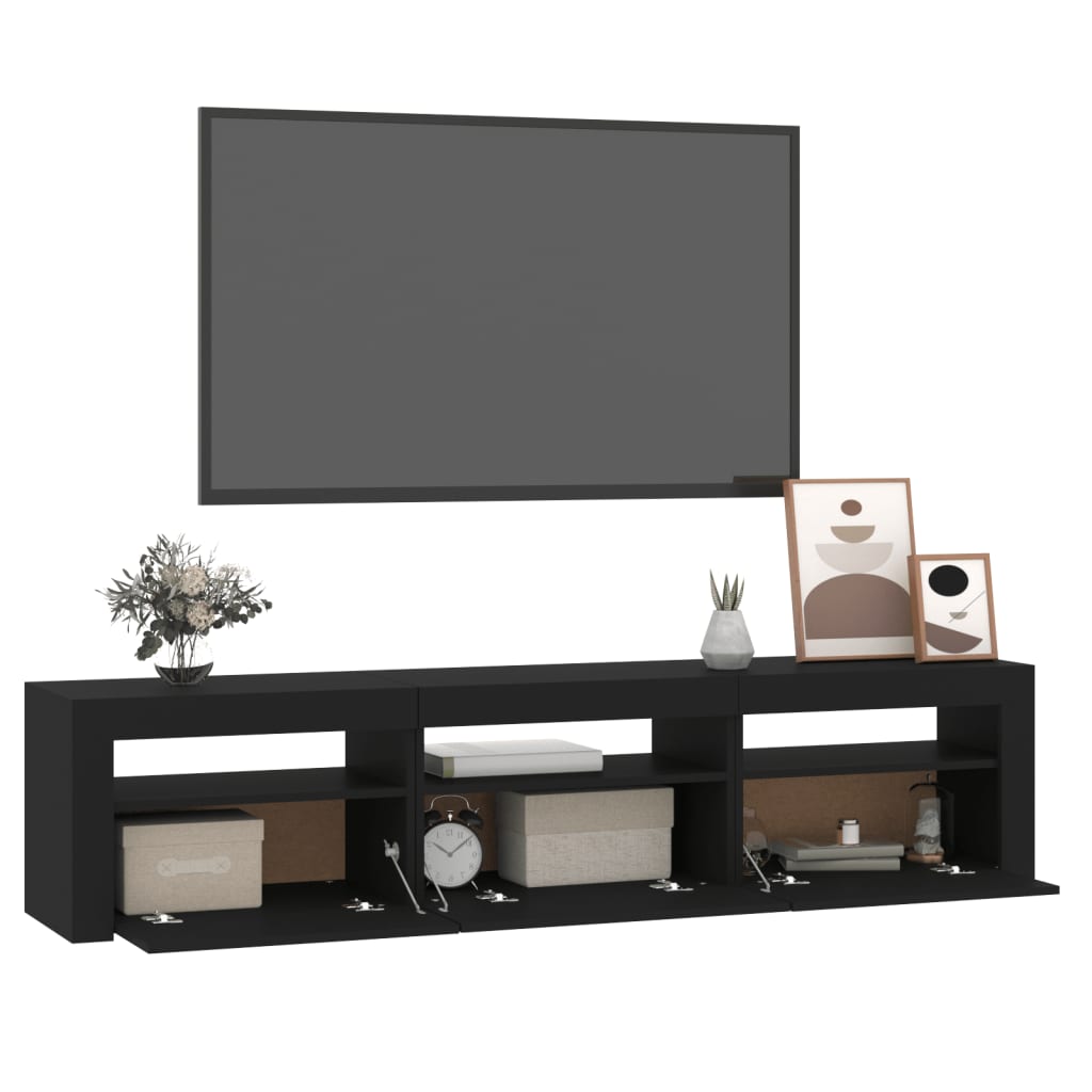 vidaXL fekete TV-szekrény LED-világítással 180x35x40 cm