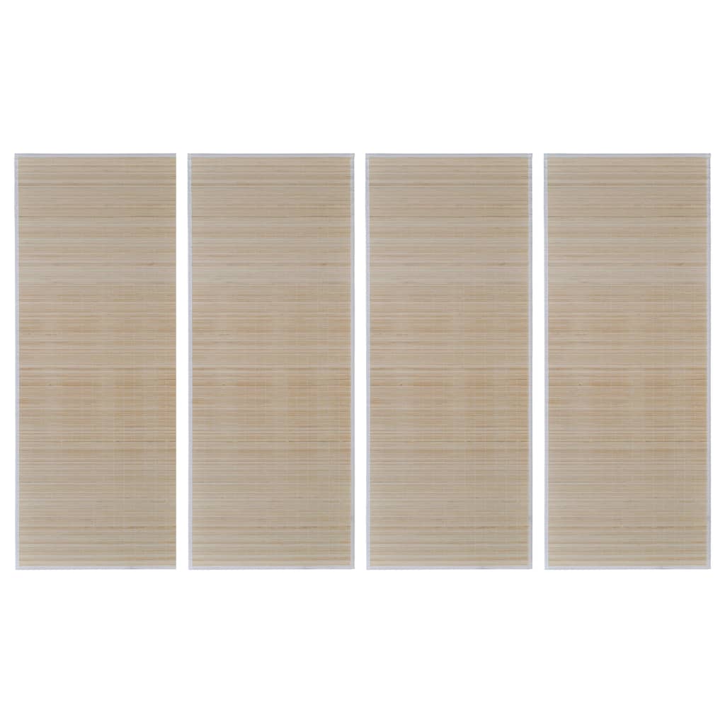 vidaXL 4 db téglalap alakú természetes bambuszszőnyeg 120 x 180 cm