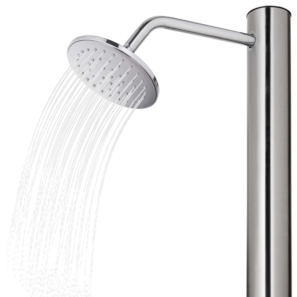 vidaXL rozsdamentes acél kerti zuhany szürke aljjal 220 cm