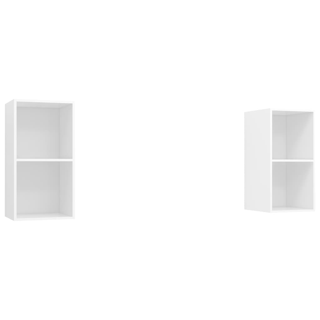 vidaXL 2 db fehér forgácslap falra szerelhető TV-szekrény