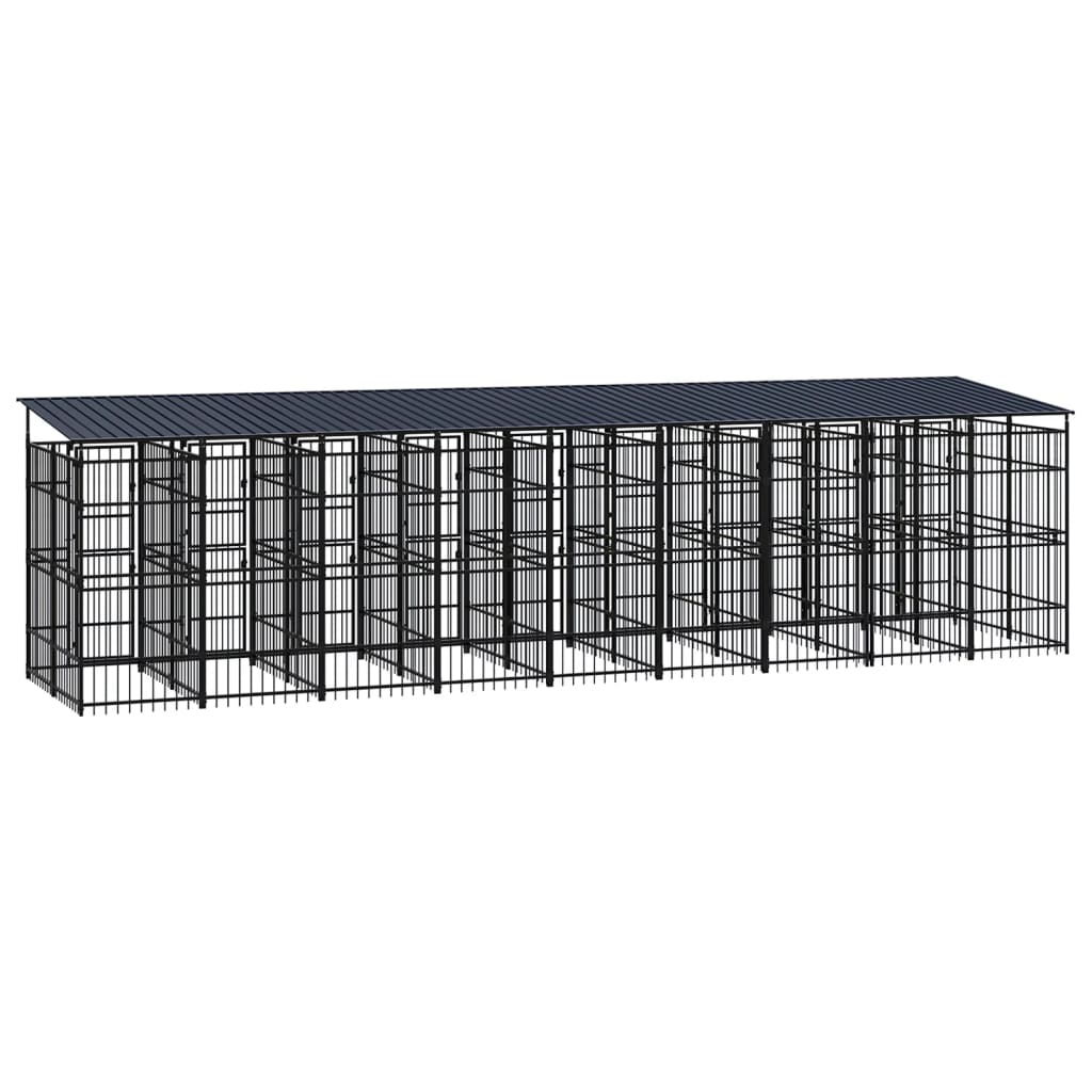 vidaXL acél kültéri kutyakennel tetővel 16,59 m²
