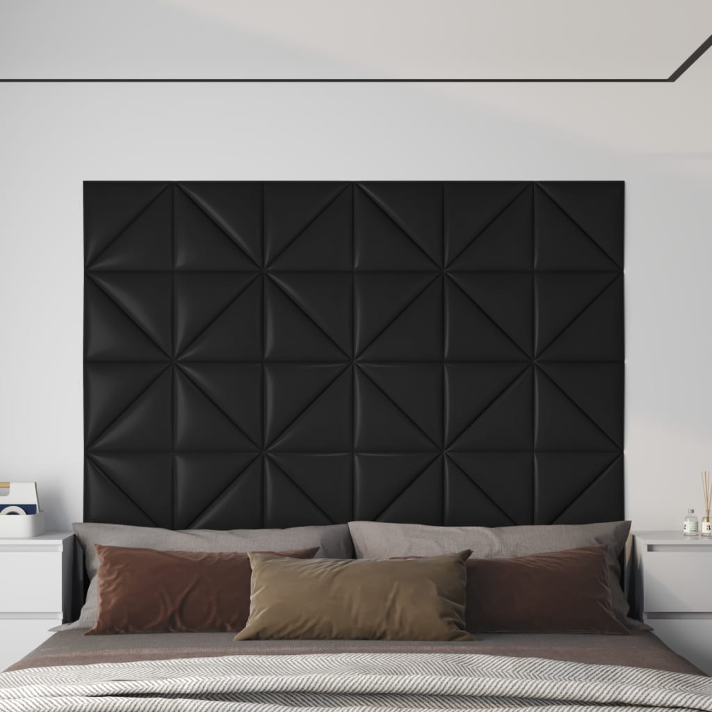 vidaXL 12 db fekete műbőr fali panel 30 x 30 cm 0,54 m²