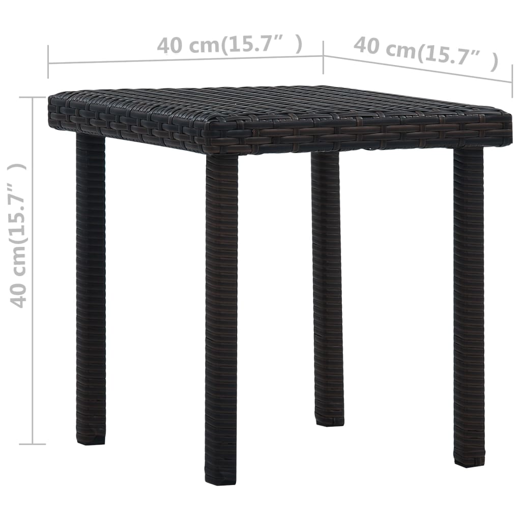 vidaXL barna polyrattan kerti teázóasztal 40 x 40 x 40 cm