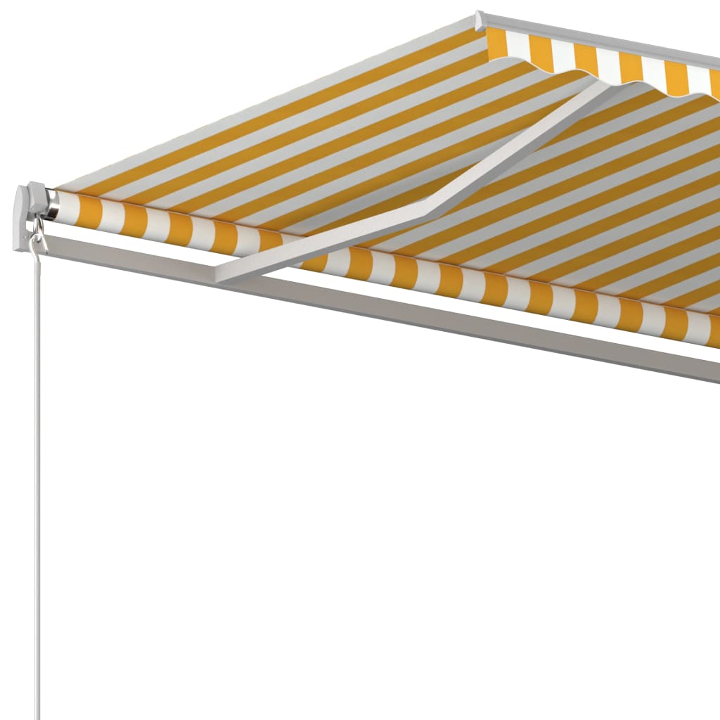 vidaXL sárga és fehér automata napellenző póznákkal 4,5 x 3,5 m