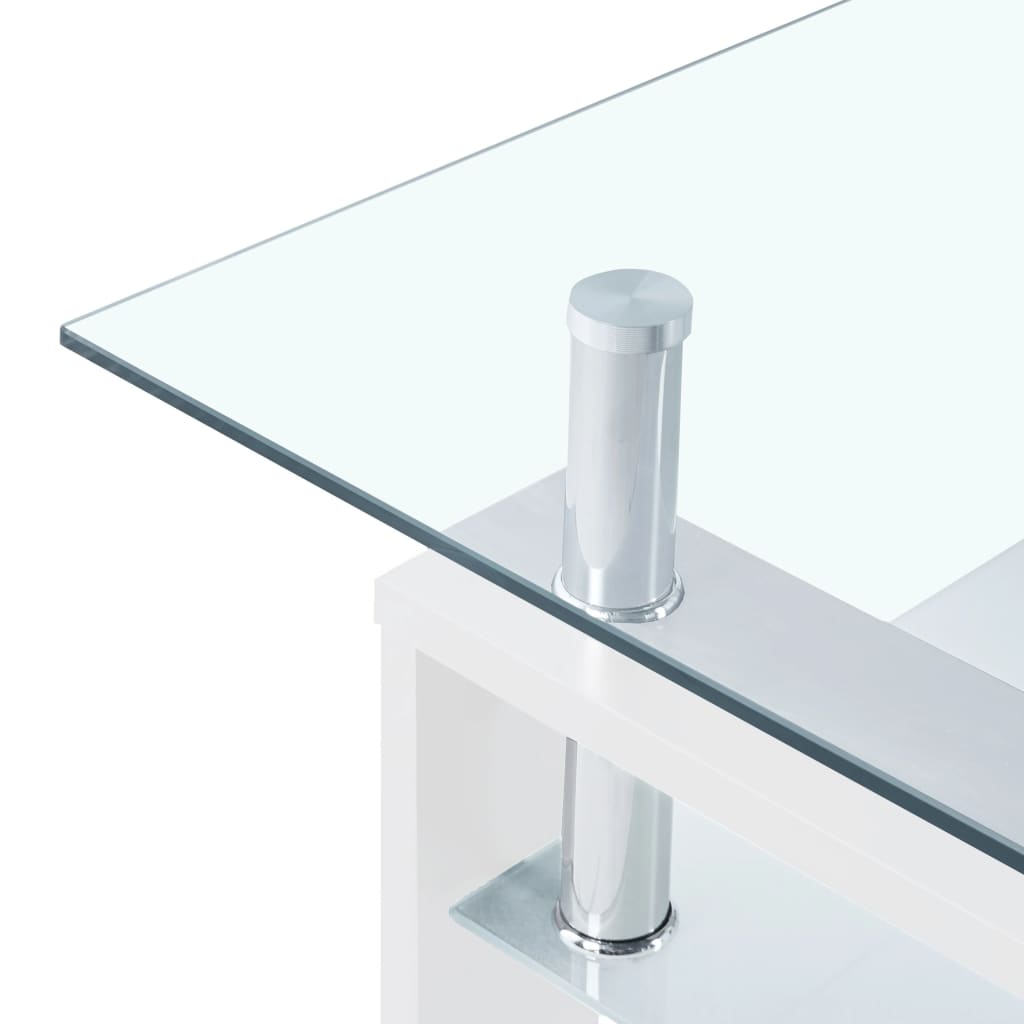 vidaXL fehér-átlátszó edzett üveg dohányzóasztal 95 x 55 x 40 cm