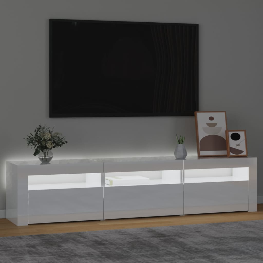 vidaXL magasfényű fehér TV-szekrény LED lámpákkal 180x35x40 cm