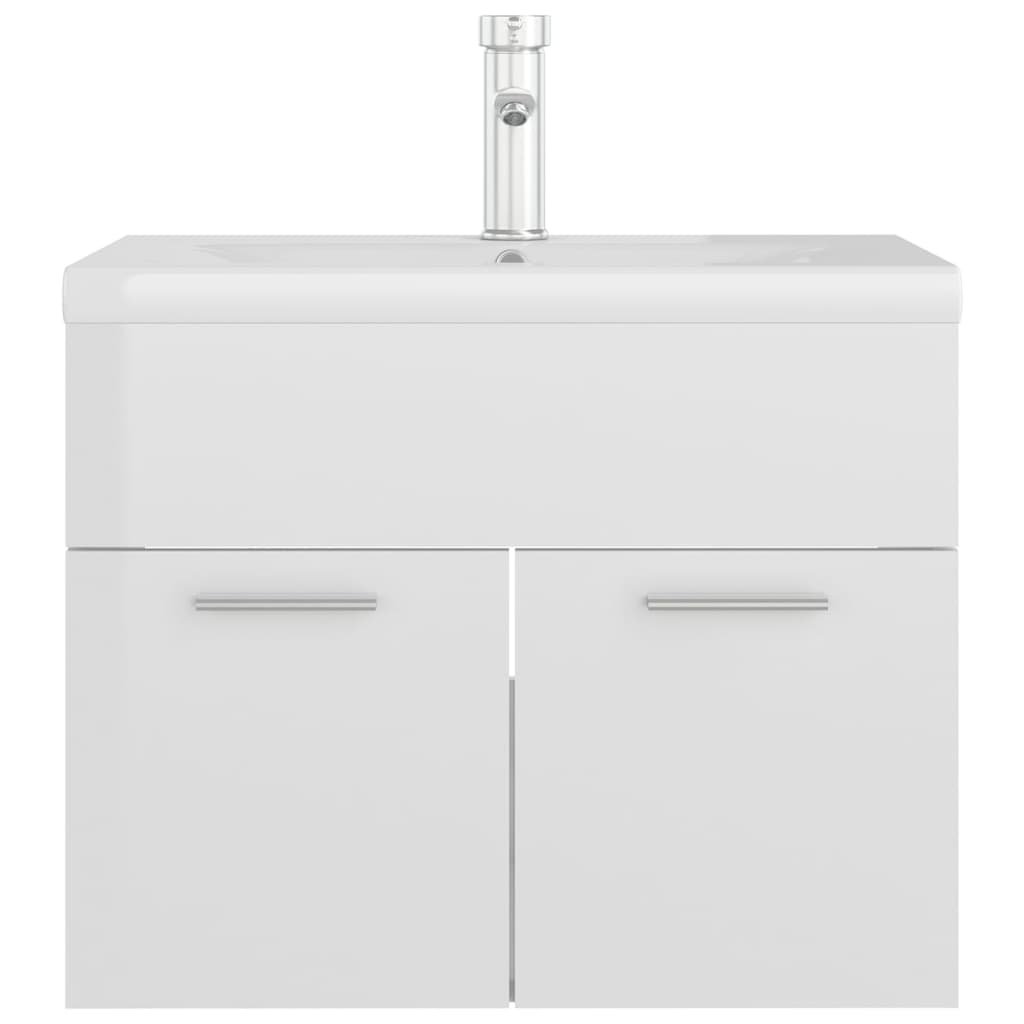 vidaXL magasfényű fehér forgács mosdószekrény beépített mosdókagylóval