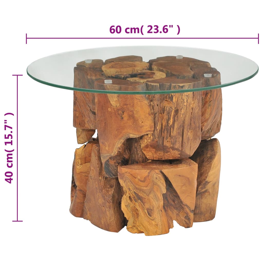 vidaXL tömör tíkfa uszadék dohányzóasztal 60 cm
