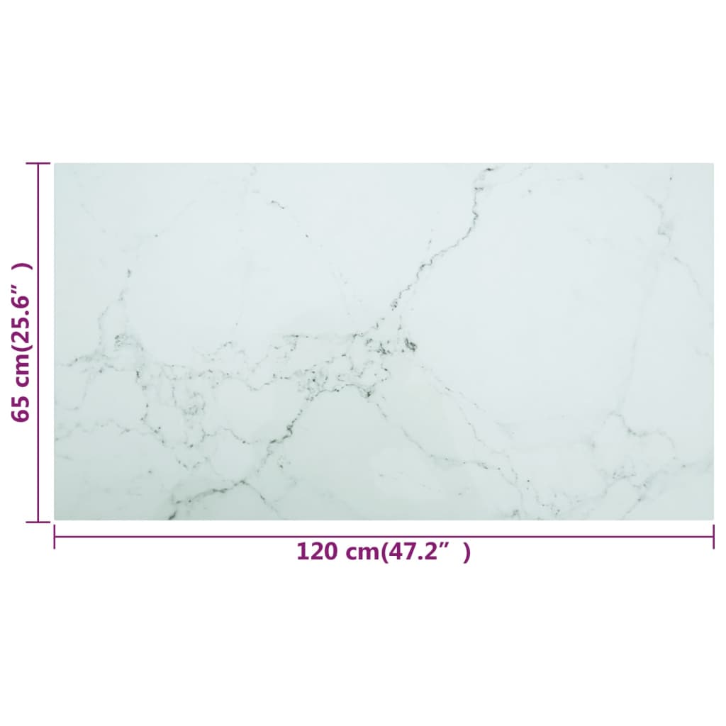 vidaXL fehér edzett üveg asztallap márványdizájnnal 120 x 62 cm 8 mm