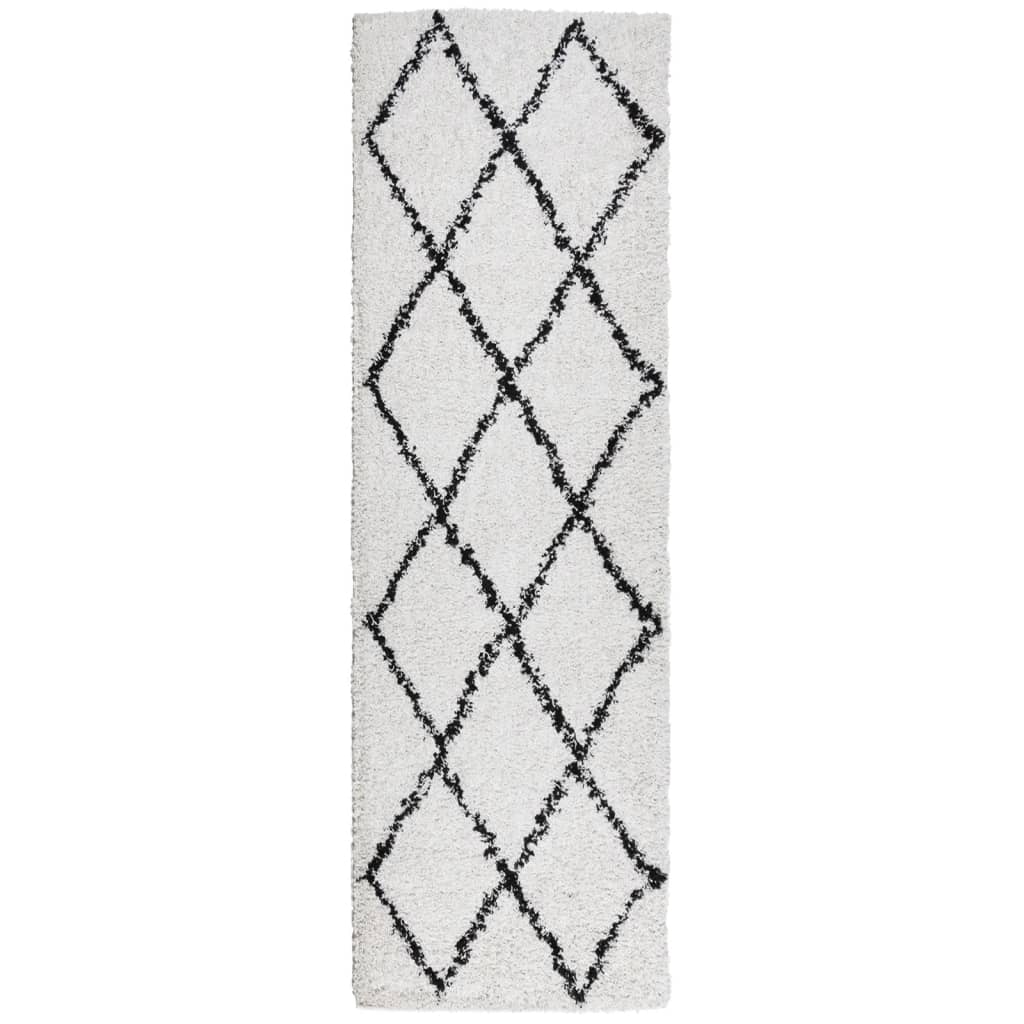 vidaXL PAMPLONA krém és fekete bolyhos modern szőnyeg 80 x 250 cm