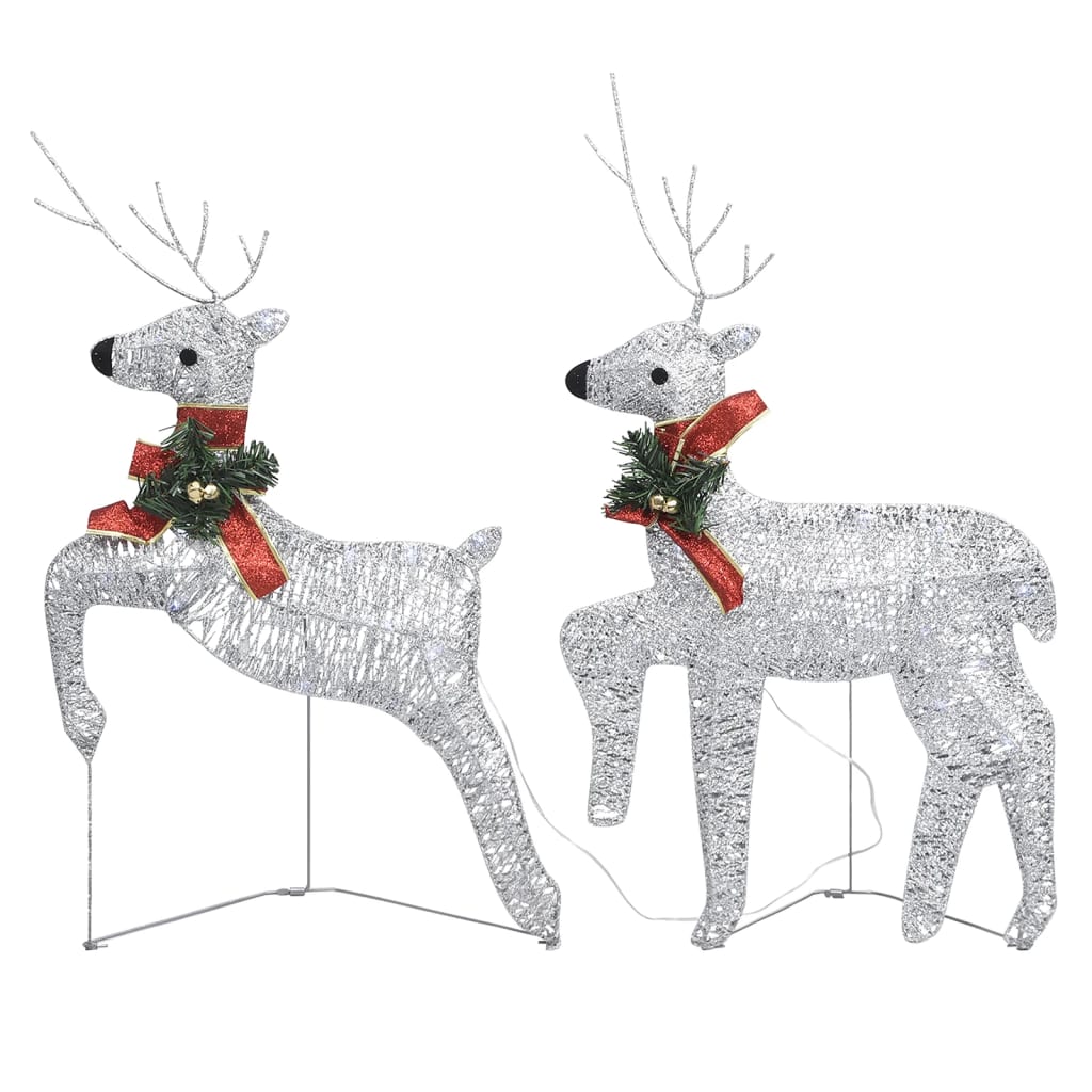 vidaXL ezüstszínű rénszarvas és szán karácsonyi dekoráció 100 LED-del