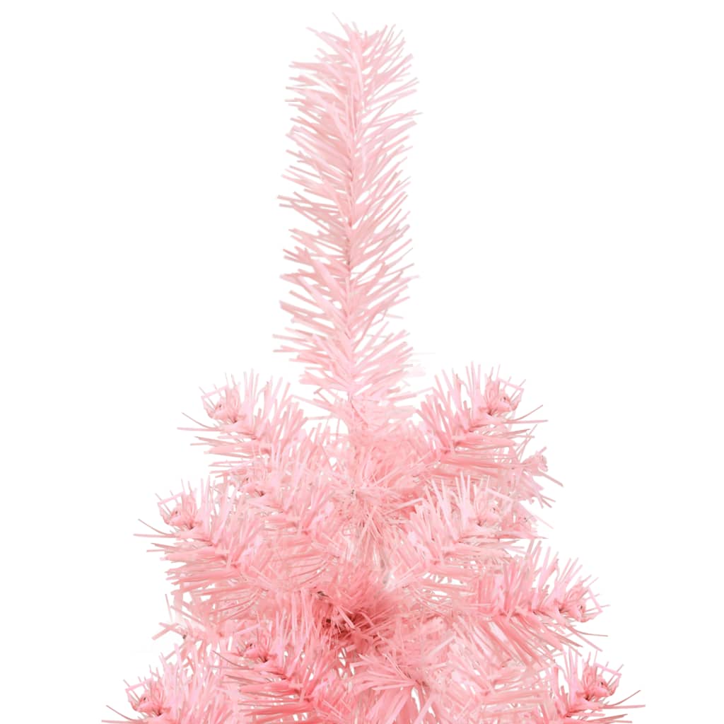 vidaXL rózsaszín vékony fél műkarácsonyfa állvánnyal 120 cm