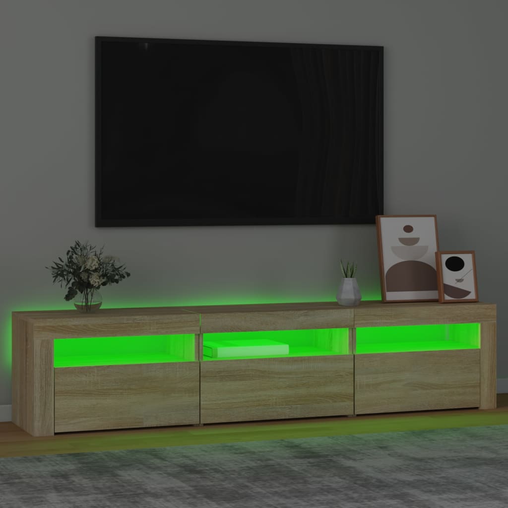 vidaXL sonoma-tölgy színű TV-szekrény LED-lámpákkal 180x35x40 cm