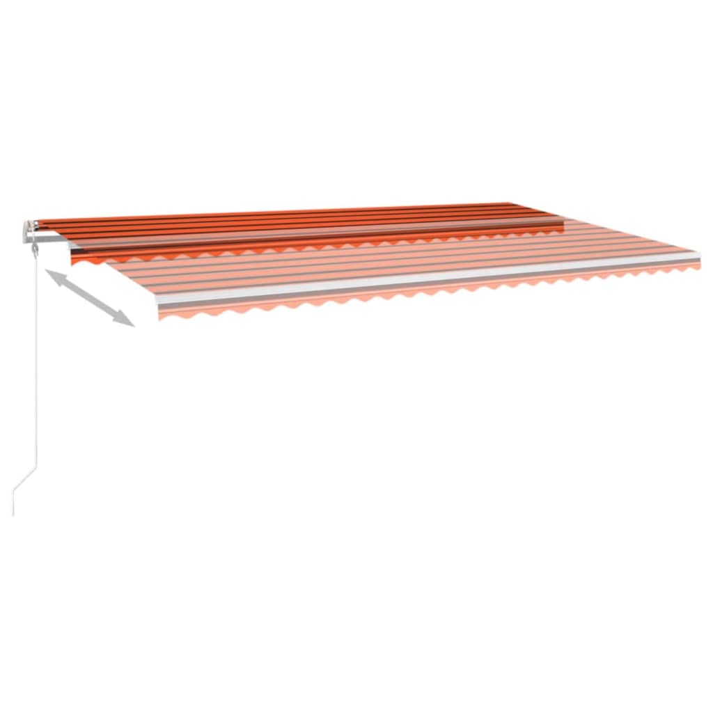 vidaXL narancssárga-barna szélérzékelős és LED-es napellenző 600x300cm
