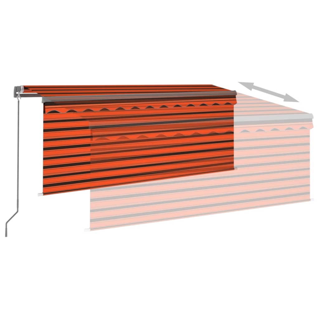 vidaXL narancssárga-barna kézzel kihúzható LED-es napellenző 3 x 2,5m