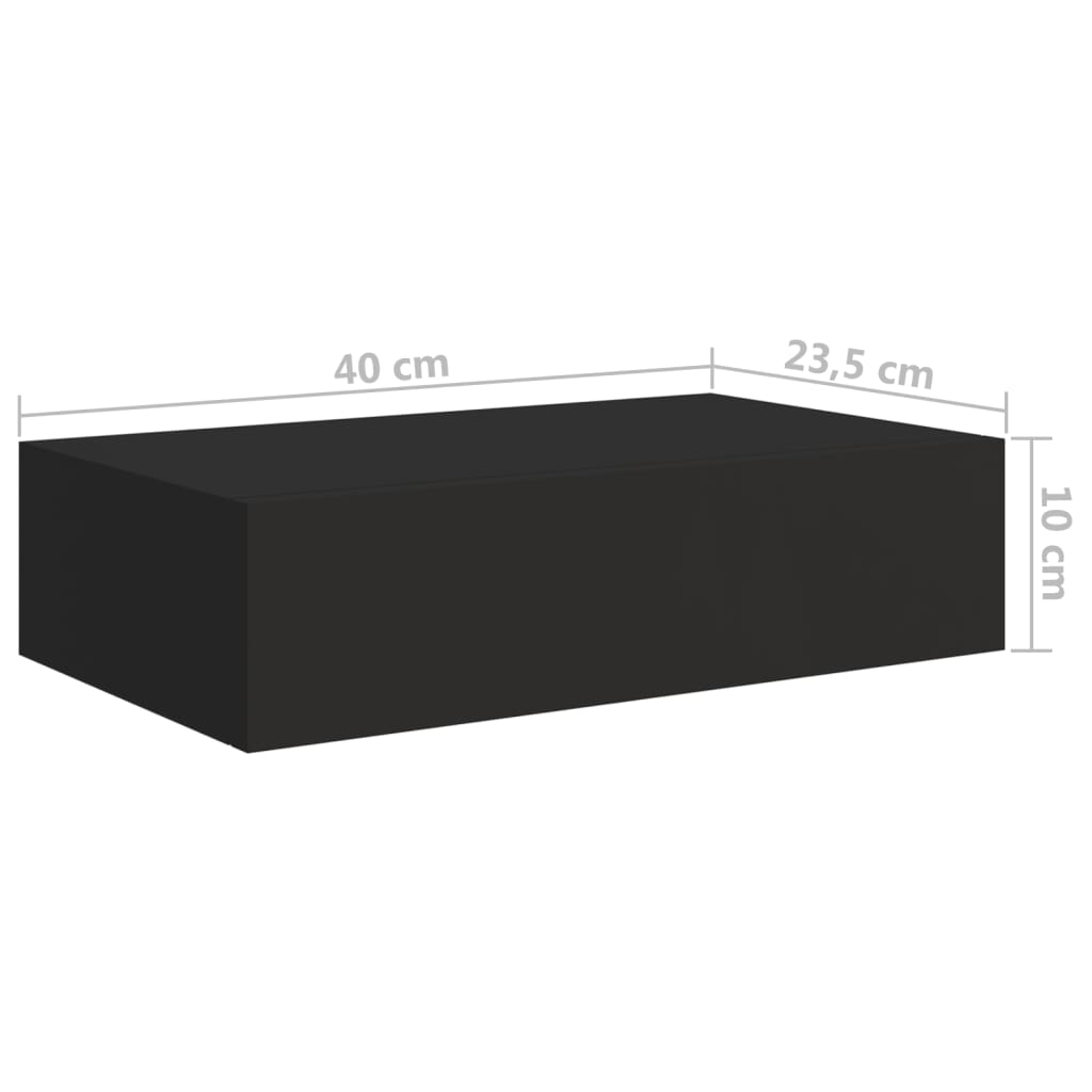 vidaXL fekete falra szerelhető fiókos polc 40 x 23,5 x 10 cm