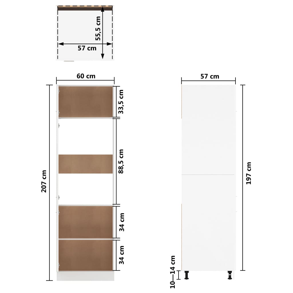vidaXL barna tölgy színű szerelt fa hűtőtároló szekrény 60x57x207 cm