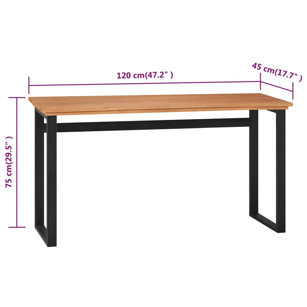 vidaXL tömör tíkfa íróasztal 120 x 45 x 75 cm