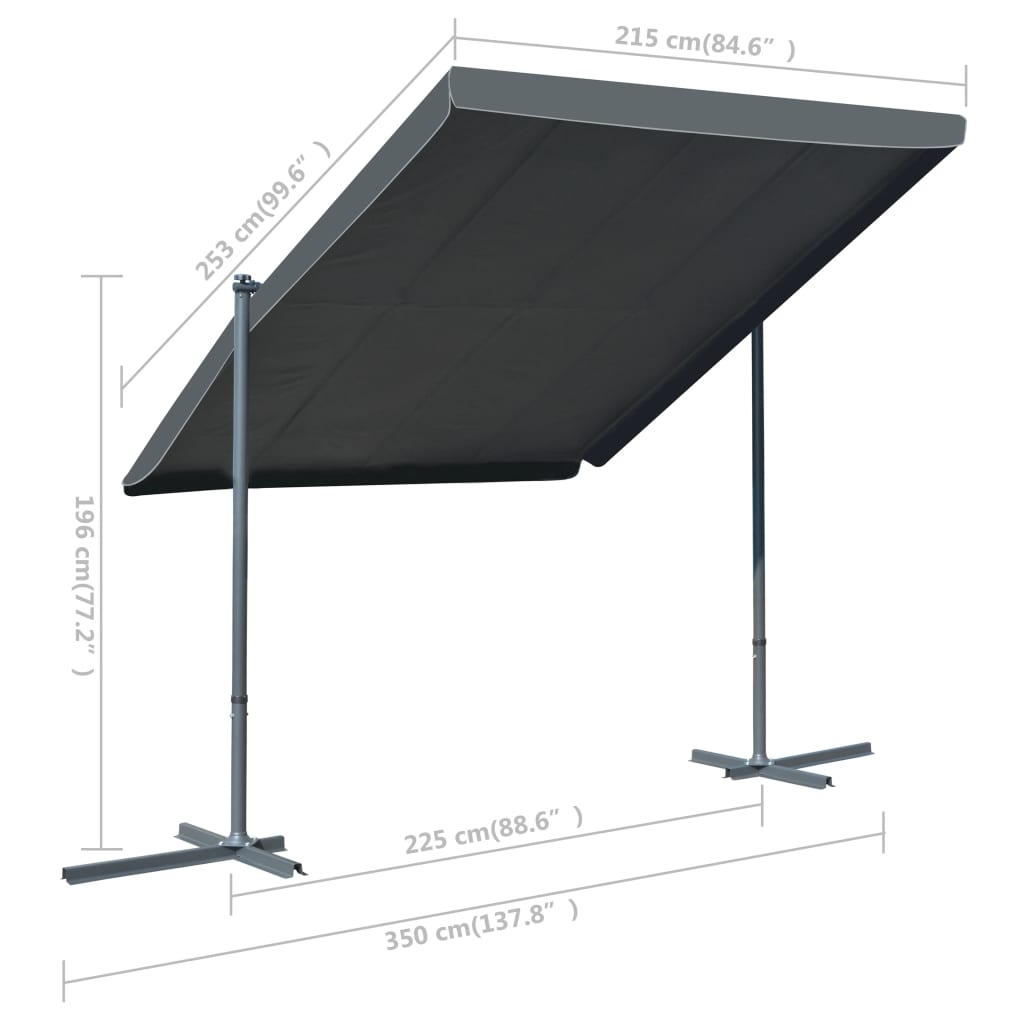 vidaXL antracitszürke pavilon dönthető behúzható tetővel 350x253x196cm