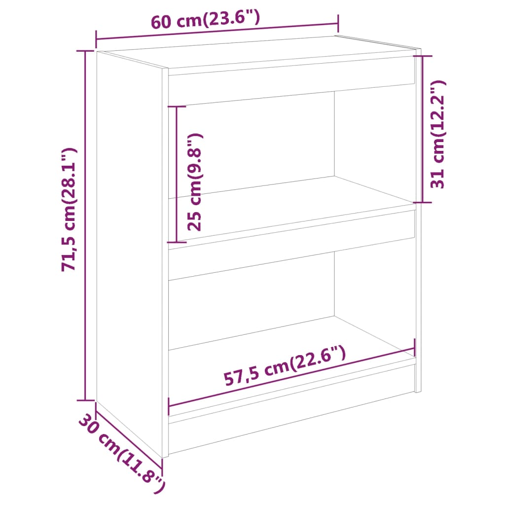 vidaXL tömör fenyőfa könyvszekrény/térelválasztó 60 x 30 x 71,5 cm