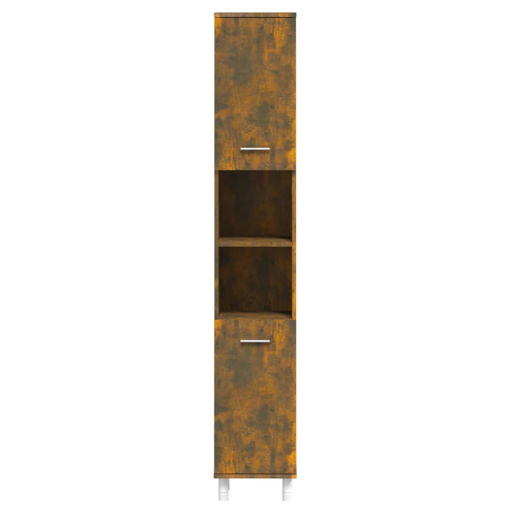 vidaXL füstös tölgyszínű szerelt fa fürdőszobaszekrény 30x30x179 cm