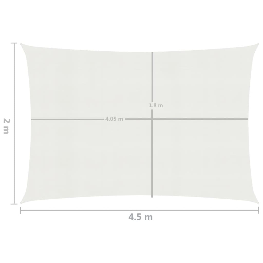 vidaXL fehér HDPE napvitorla 160 g/m² 2 x 4,5 m