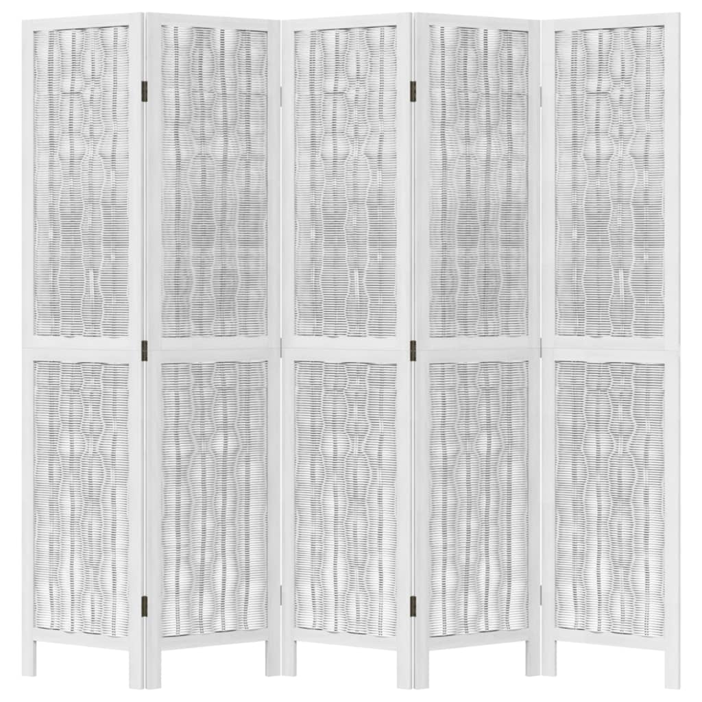 vidaXL 5 paneles fehér tömör császárfa térelválasztó