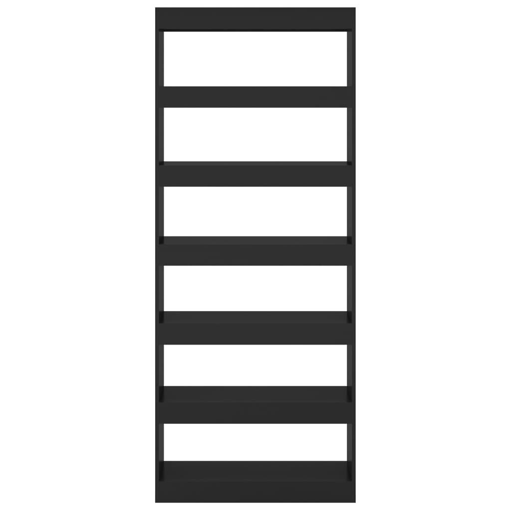 vidaXL fekete forgácslap könyvszekrény/térelválasztó 80 x 30 x 198 cm