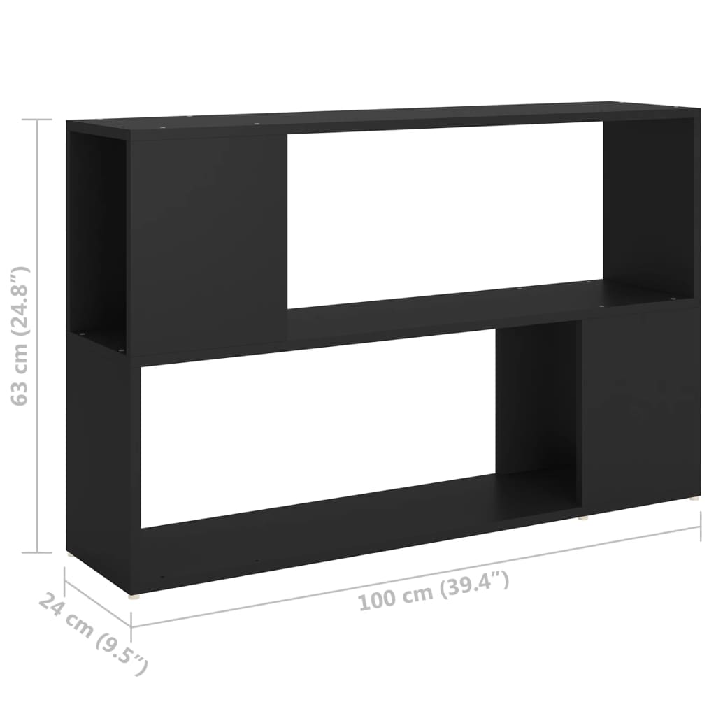 vidaXL fekete forgácslap könyvszekrény 100 x 24 x 63 cm
