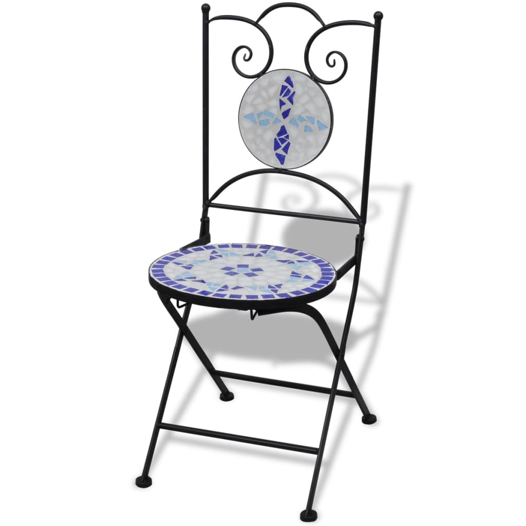 vidaXL 2 db kék és fehér összecsukható kerámia kerti szék