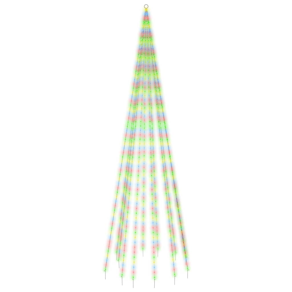 vidaXL karácsonyfa zászlórúdon 732 színes LED-del 500 cm