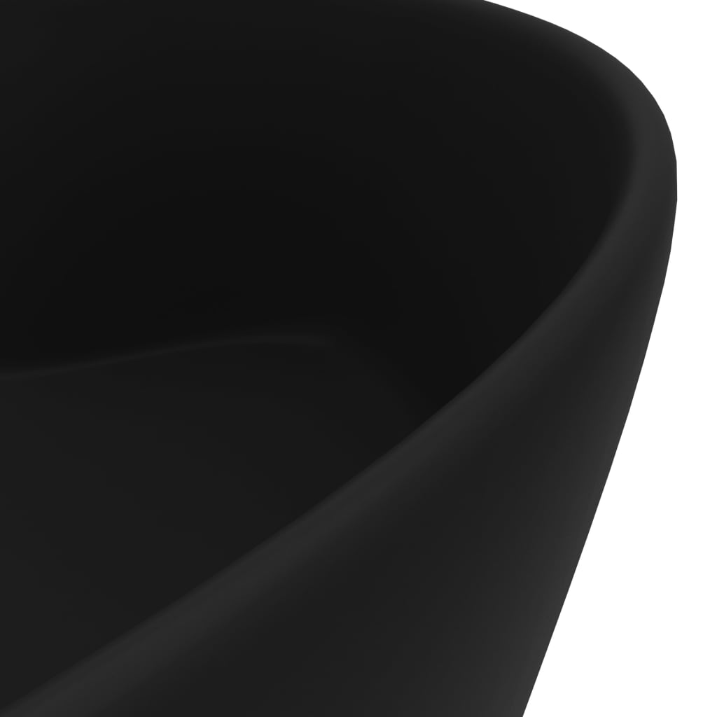 vidaXL matt fekete luxus kerámia mosdókagyló túlfolyóval 36 x 13 cm
