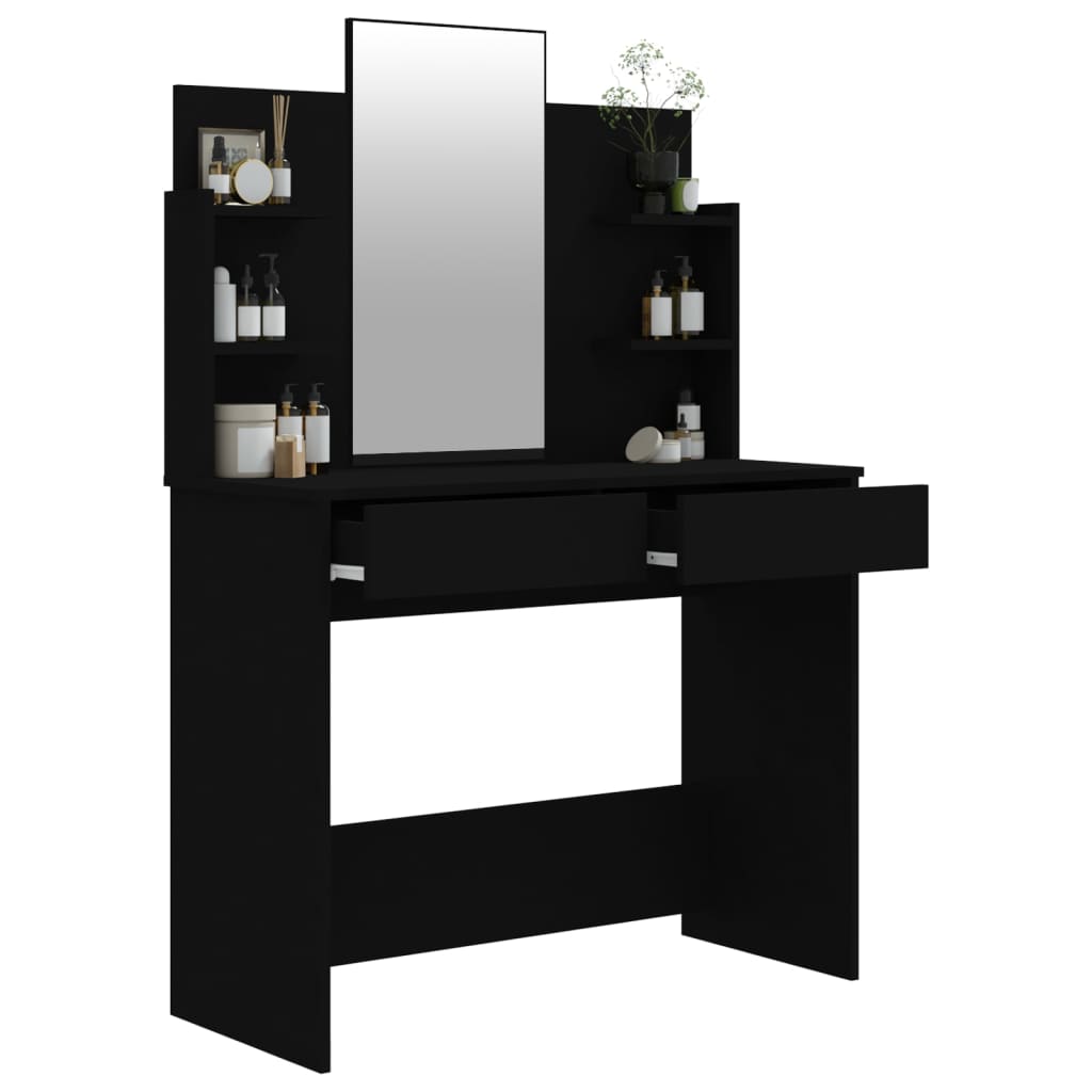 vidaXL fekete fésülködőasztal tükörrel 96 x 40 x 142 cm