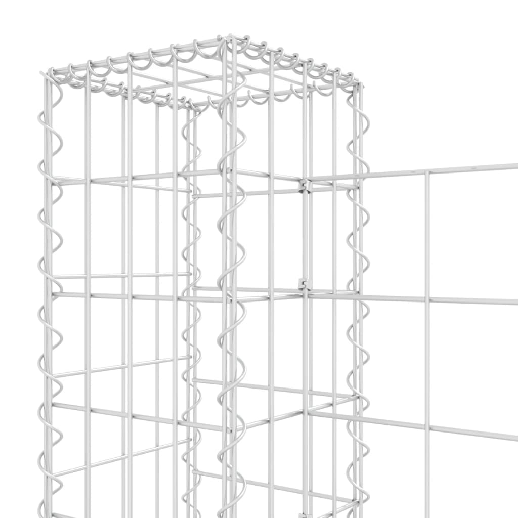 vidaXL U-alakú vas gabionkosár 4 oszloppal 380 x 20 x 100 cm