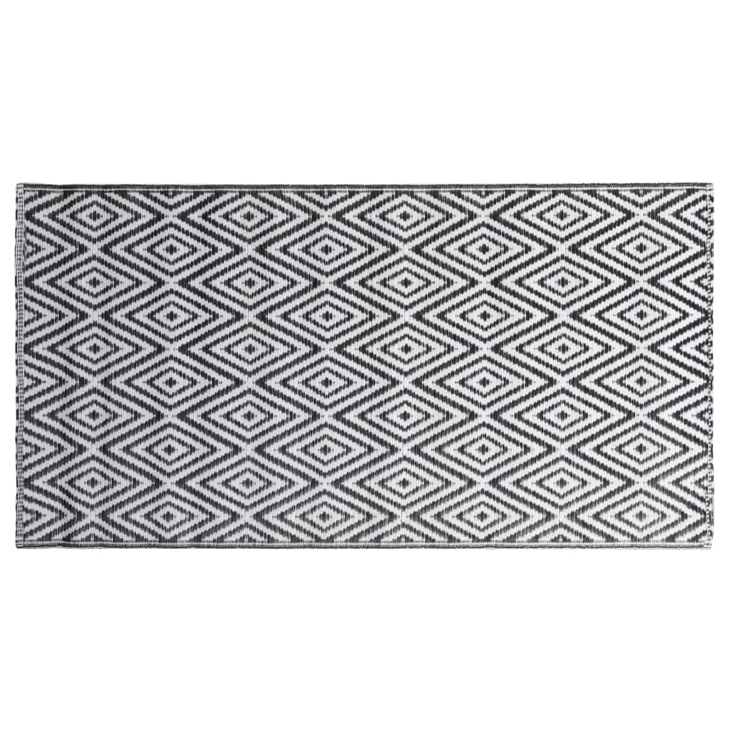 vidaXL fekete-fehér PP kültéri szőnyeg 190 x 290 cm