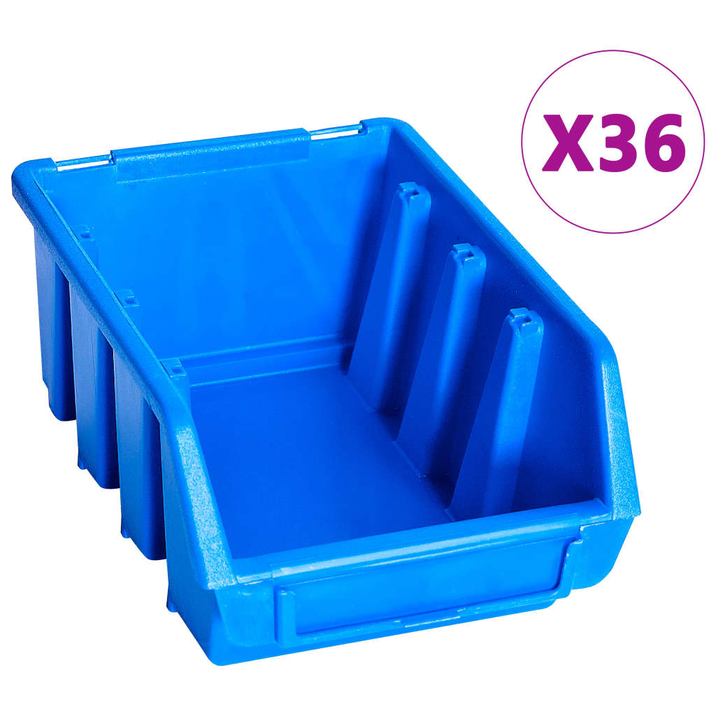 vidaXL 96 darabos kék tárolódoboz-készlet fali panelekkel