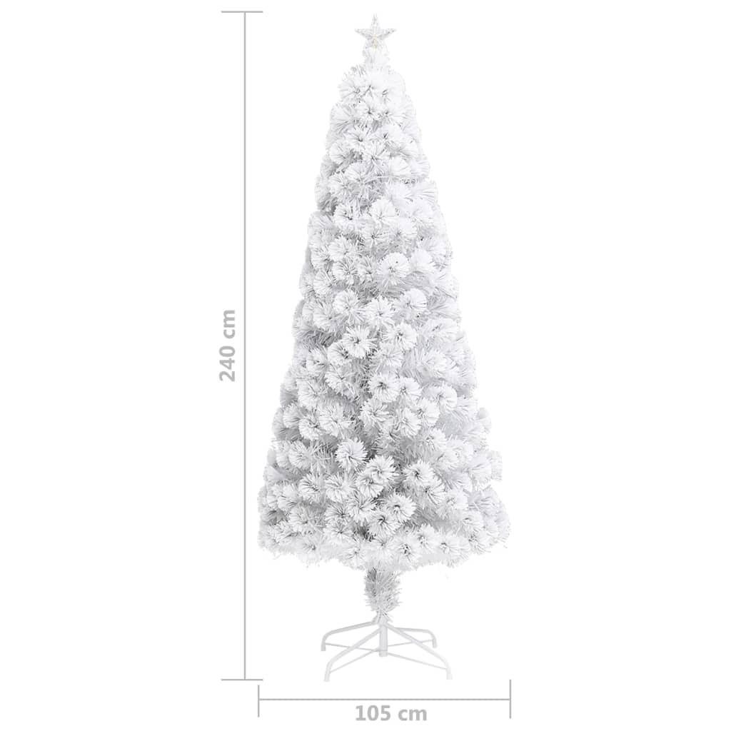 vidaXL fehér száloptikás műkarácsonyfa LED fénnyel 240 cm