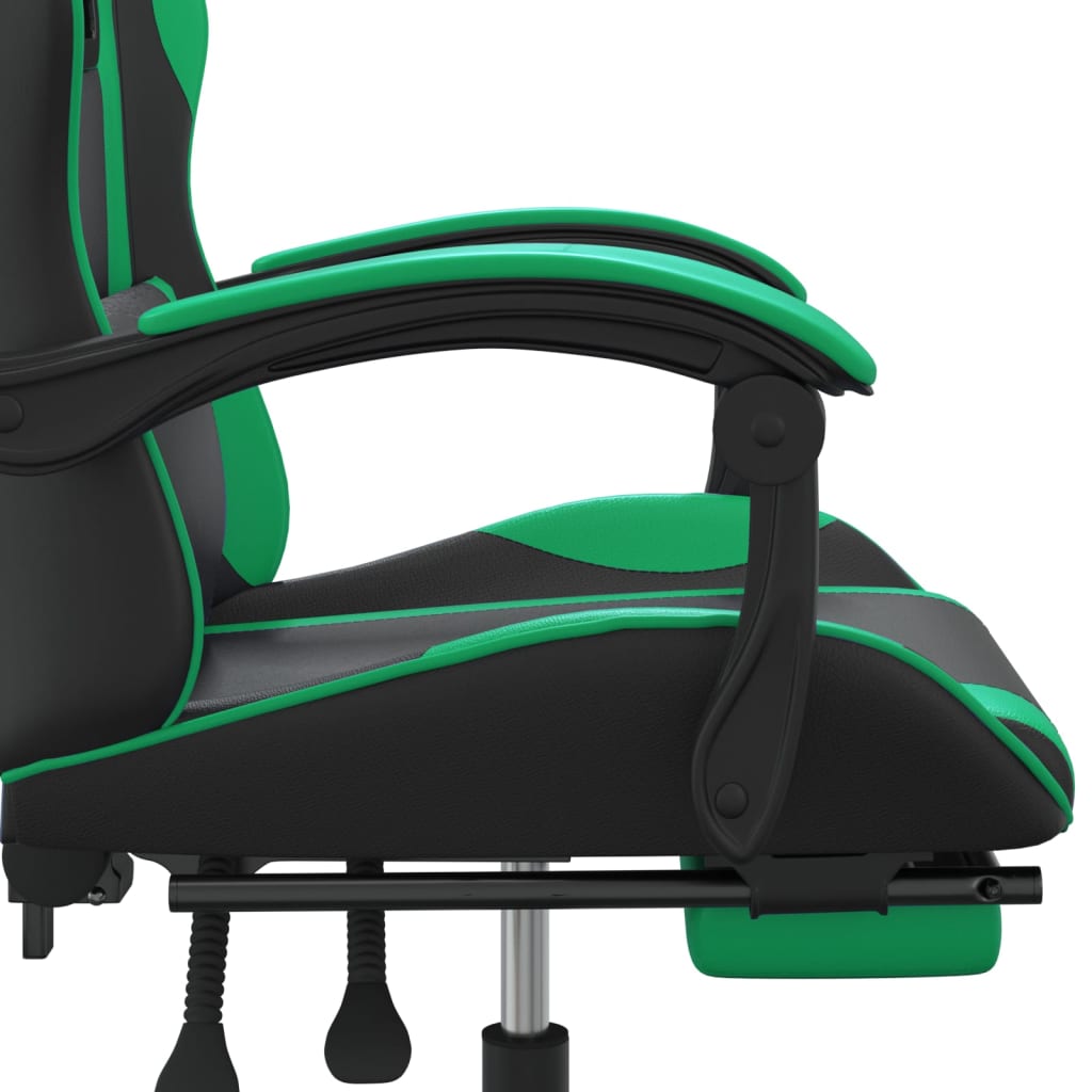 vidaXL fekete és zöld műbőr forgó játékszék lábtartóval