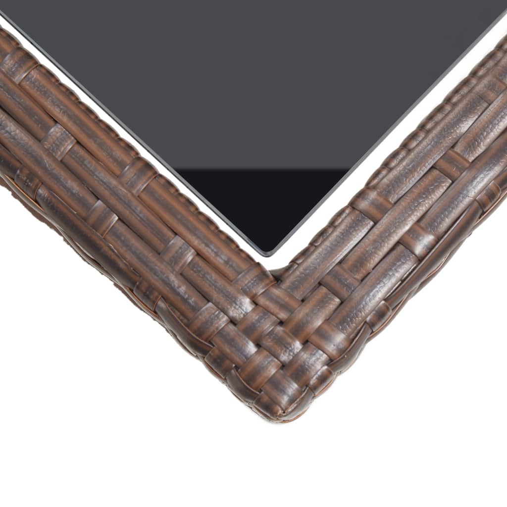 vidaXL barna polyrattan és üveglapos kerti asztal 110 x 53 x 72 cm
