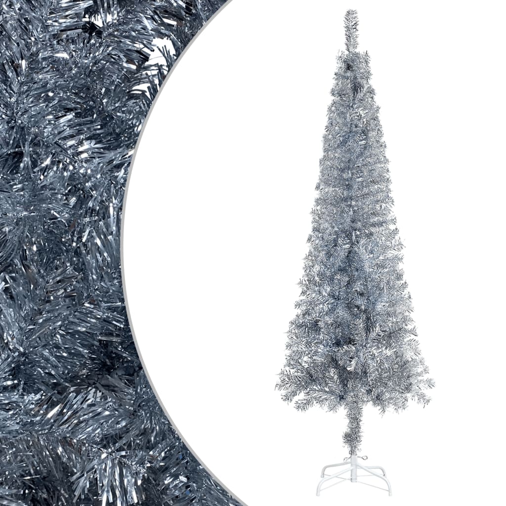vidaXL ezüstszínű vékony karácsonyfa 240 cm