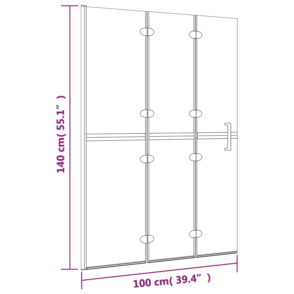 vidaXL fehér ESG zuhanykabin összecsukható ajtóval 100 x 140 cm