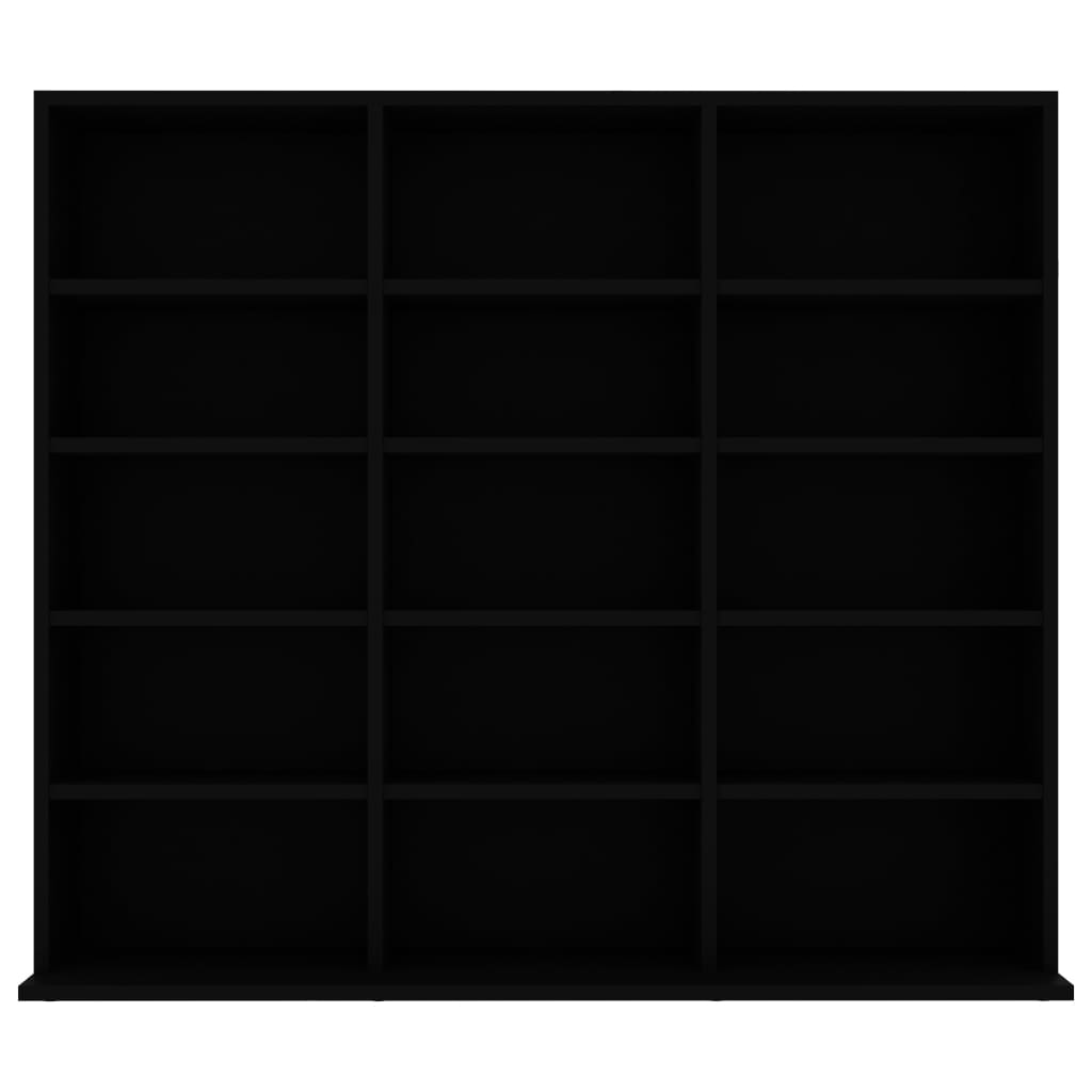 vidaXL fekete forgácslap CD-tartó szekrény 102 x 23 x 89,5 cm