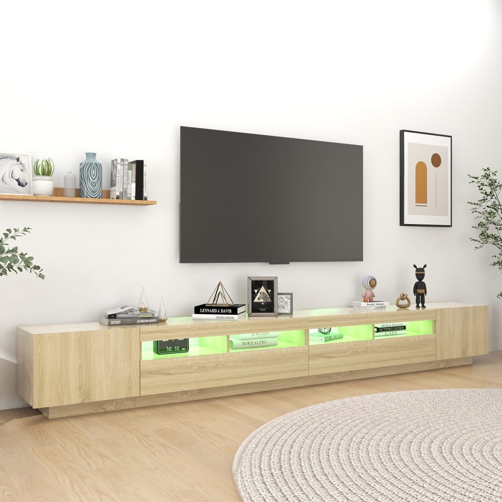 vidaXL sonoma-tölgy színű TV-szekrény LED-lámpákkal 300 x 35 x 40 cm