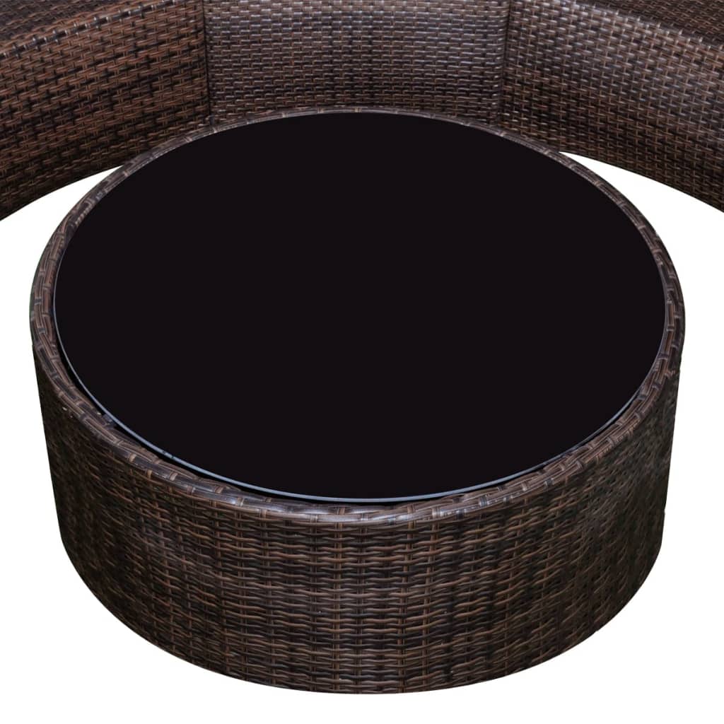 vidaXL 6-részes barna polyrattan kerti bútorszett párnákkal