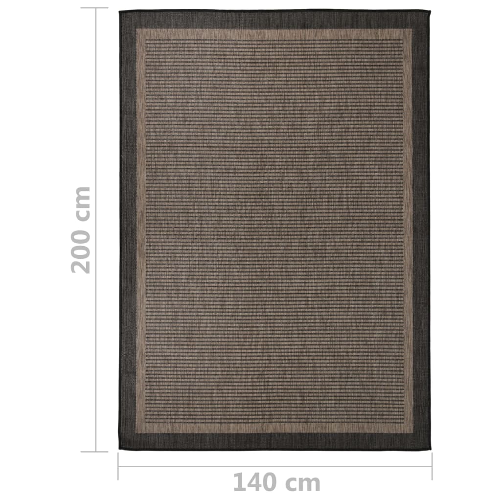 vidaXL sötétbarna lapos szövésű kültéri szőnyeg 140 x 200 cm