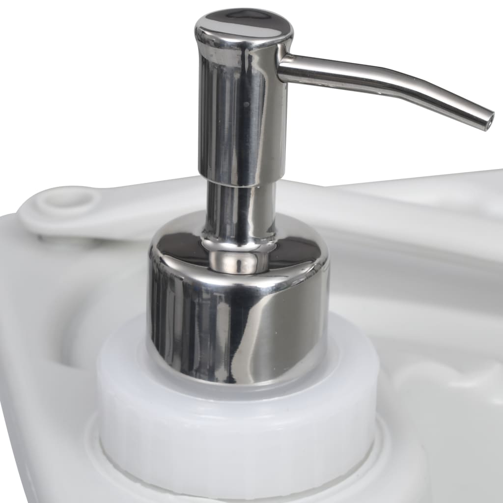 vidaXL szürke hordozható kemping WC és kézmosó állvány